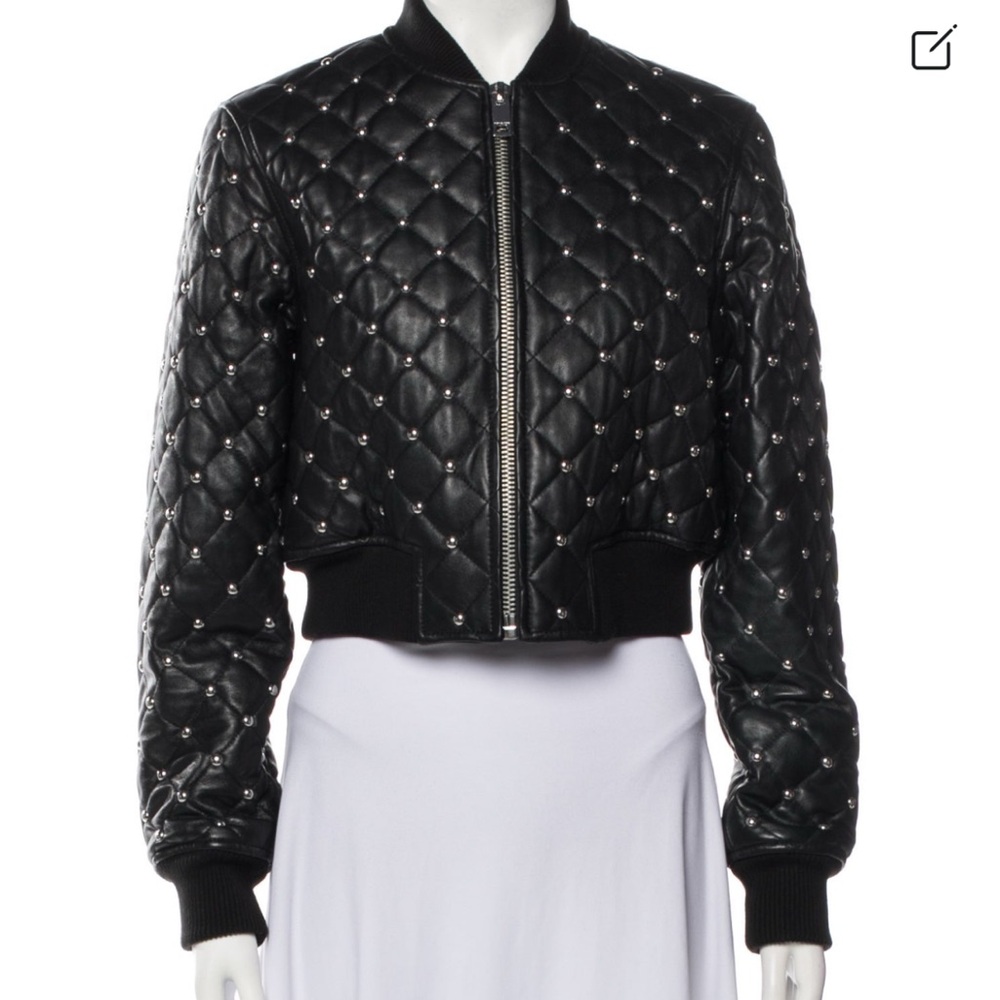 Michael Kors Black Studded Bomber Jacket